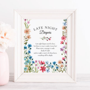 Poster Baby shower fleur sauvage Late Night Diapés Imprim