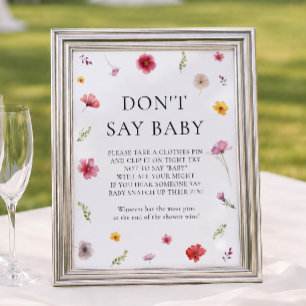 Poster Baby Shower Fleur Sauvage Ne dites pas Bébé Jeu