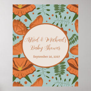 Poster Baby shower fleur sauvage Orange Poppy