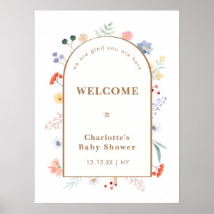 Poster Baby shower Fleur sauvage Spring Boho Arch