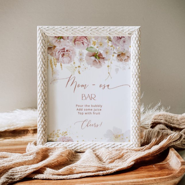 Poster Baby shower fleuri Boho Momosa bar (Créateur téléchargé)