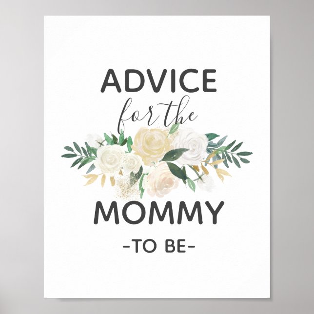 Poster Baby shower Fleurs Conseils pour maman SIGNE (Devant)