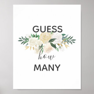 Poster Baby shower Fleurs Devinez combien de signes