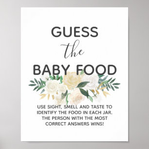 Poster Baby shower Fleurs Guess Baby Food Game