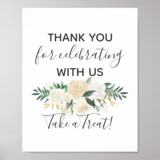 Poster Baby shower Fleurs Prendre une menace signe de fav