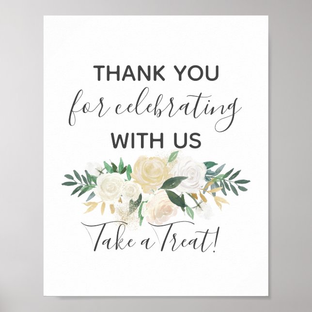 Poster Baby shower Fleurs Prendre une menace signe de fav (Devant)