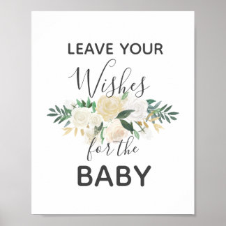 Poster Baby shower Fleurs Voeux pour bébé signe