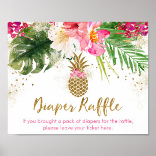 Poster Baby shower floral anicule ananas Raffle