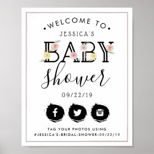 Poster Baby shower Floral Chic