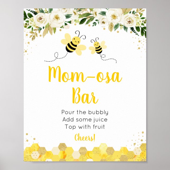 Poster Baby shower Floral d'Abee Mimosa Panneau à barres (Devant)