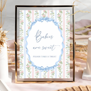 Poster Baby shower Floral de la Bow vintage Les bébés son