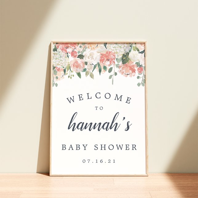 Poster Baby shower Floral de mi-été Bienvenue (Créateur téléchargé)