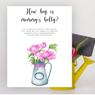 Poster Baby-shower floral : jeu sur la taille du ventre d