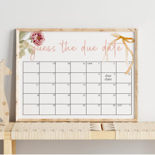 Poster Baby Shower Floral Printemps Automne Date Prévue