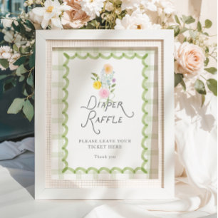 Poster Baby-Shower Floral Raffle de Couches