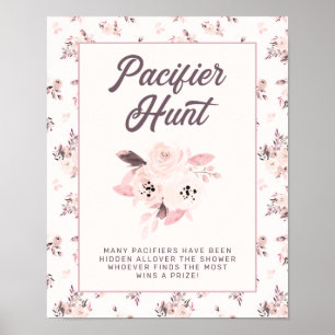 Poster Baby shower floral rose vif Pacifique Jeu