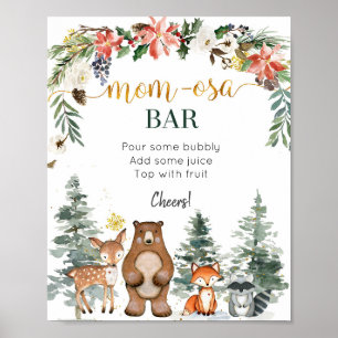 Poster Baby shower forestier d'hiver Momosa Bar