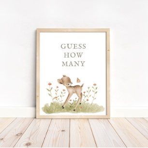 Poster Baby shower Forêt De Bois Devinez Combien