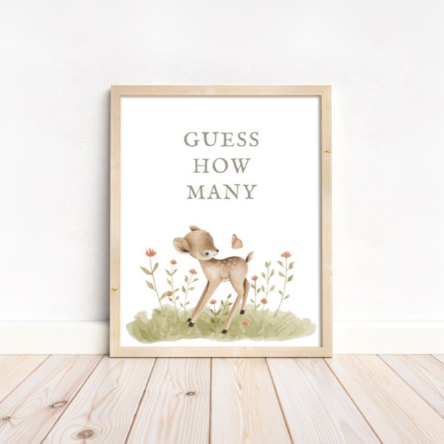 Poster Baby shower Forêt De Bois Devinez Combien (Available for print & instant digital download!)