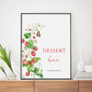 Poster Baby shower fraise Dessert bar