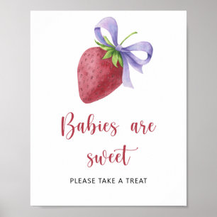 Poster Baby shower fraise - les bébés sont doux