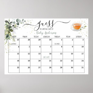 Poster Baby shower Game Guards Date d'échéance Calendrier
