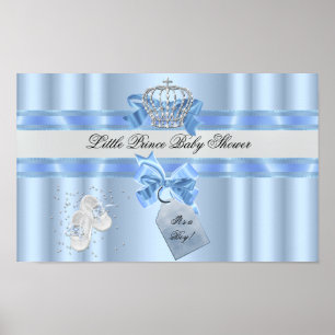 Poster Baby shower Garçon Bleu Petit Prince Couronne 3a