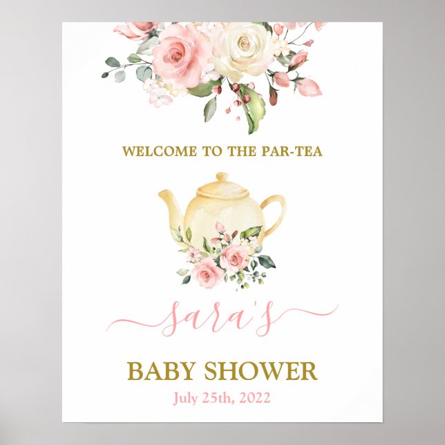 Poster Baby shower Girl Par-Tea Panneau de bienvenue (Devant)