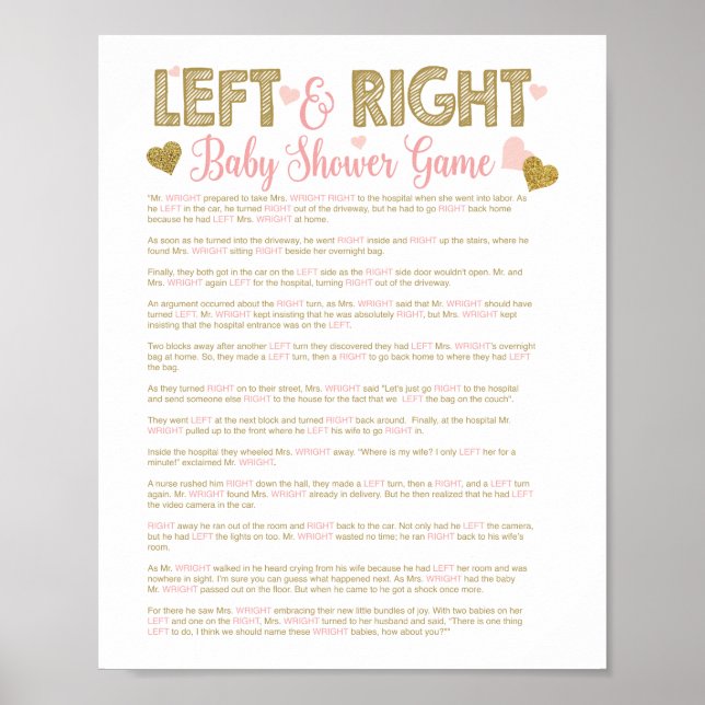 Poster Baby shower Gold Parties scintillant gauche à droi (Devant)