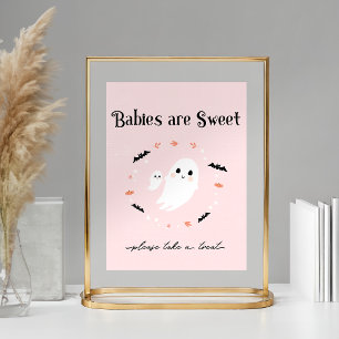 Poster Baby shower Halloween rose signe de faveur, Petit 