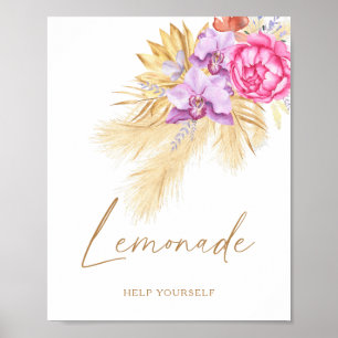 Poster Baby shower herbe des pampas - Limonade