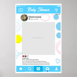 Póster Baby Shower Instagram Custom Selfie Frame Poster