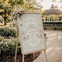 Baby Shower Jardin Floral Aquarelle Bohème Beige