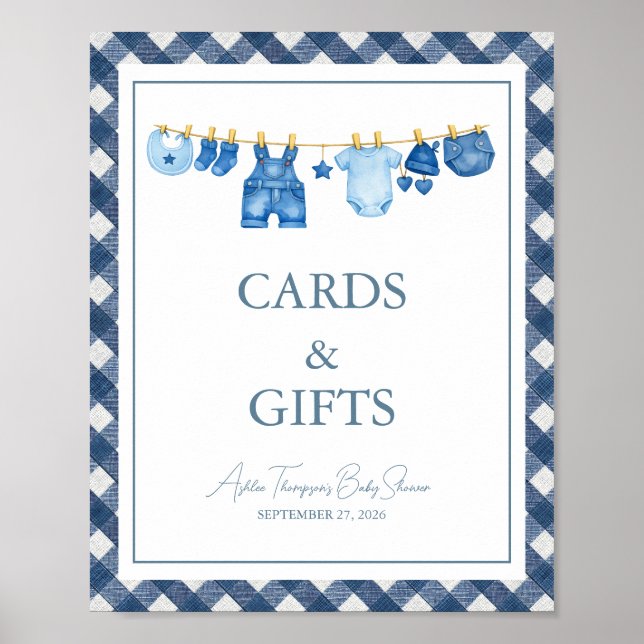 Poster Baby Shower Jean Bleu (Devant)
