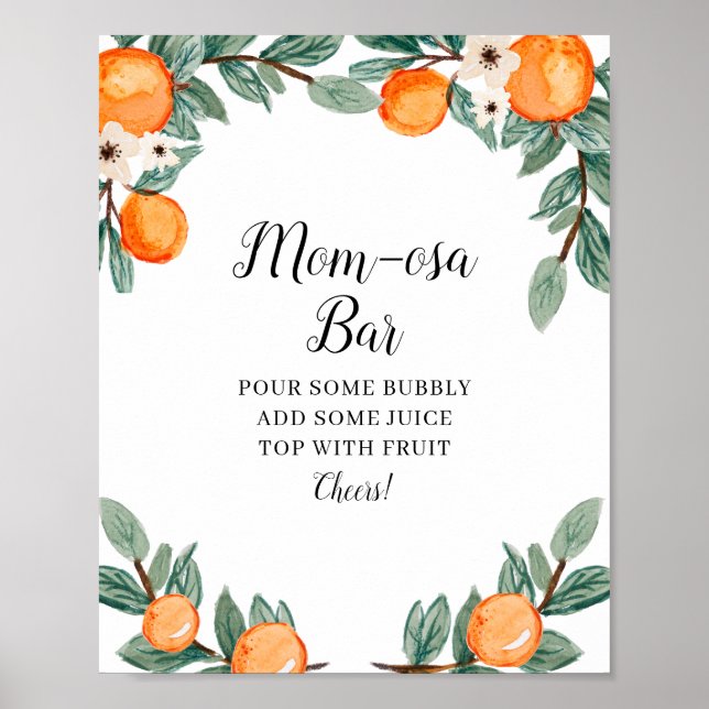 Poster Baby shower jumeau Oranges - Panneau de la barre M (Devant)