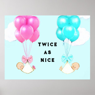 Poster Baby shower jumeaux
