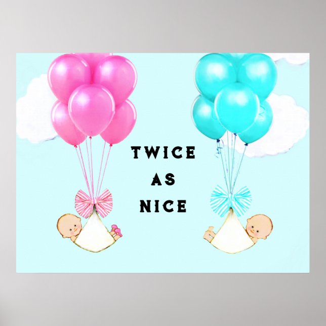 Poster Baby shower jumeaux (Devant)