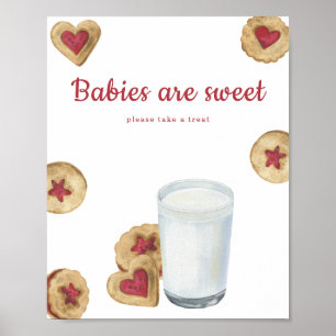 Poster Baby-shower lait & cookies Les bébés sont doux