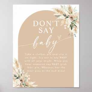 Poster Baby shower laiton Boho Beige Pampas