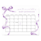 Baby shower Lavender Bow - Devis Date d'échéance C