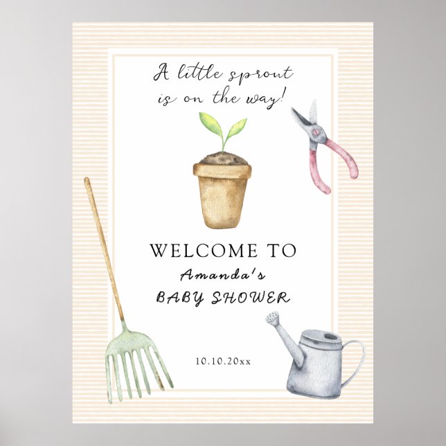 Poster Baby shower Little Sprout (Devant)