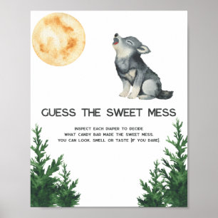 Poster Baby shower Loup - Devinez le doux désordre