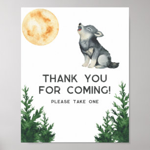 Poster Baby Shower Loup - Merci d'être venu