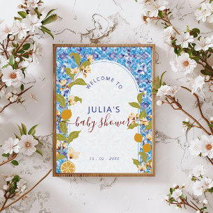 Poster Baby Shower Méditerranéen Citron Côte Amalfitaine