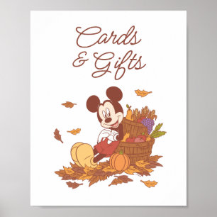 Poster Baby Shower Mickey Mouse à l'Automne Citrouille