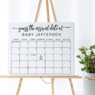 Poster Baby shower minimal devis date d'échéance Calendri