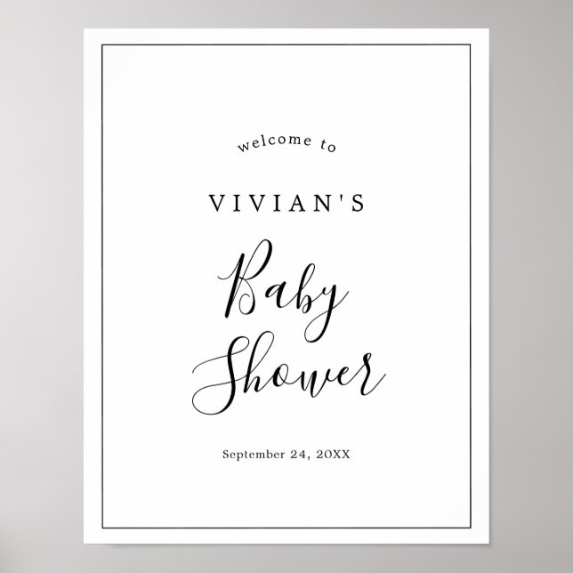 Poster Baby shower minimaliste (Devant)