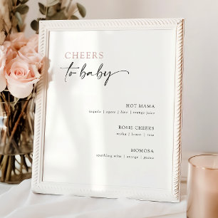 Poster Baby shower minimaliste Cocktail Menu Barre Pannea