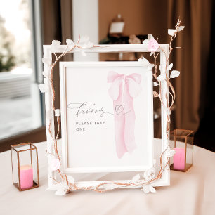 Poster Baby shower minimaliste de fille rose Bow favorise