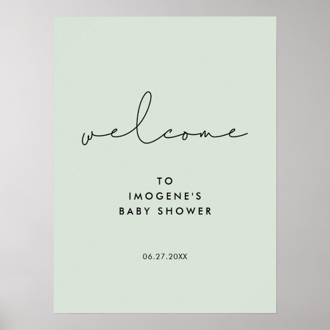 Poster Baby shower minimaliste manuscrit (Devant)